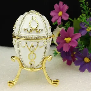 Kotak Hadiah Perhiasan Bentuk Telur Warna Putih, Telur Faberge/Hadiah Pernikahan Telur Paskah