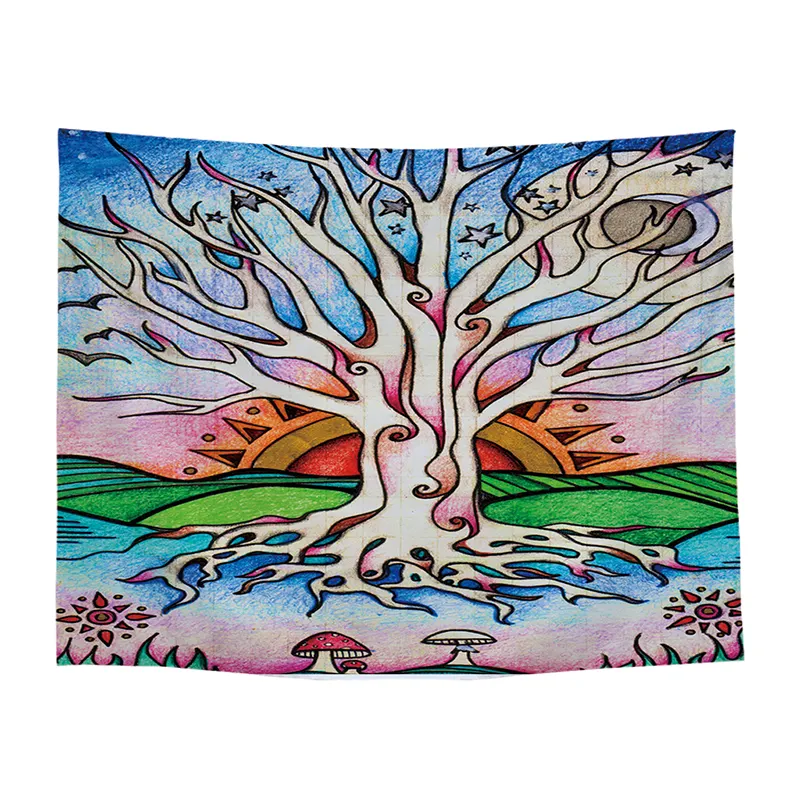 Colorful Tree of Life Blanket Tapestry Wall Hanging Psychedelic Wall Tapestry Bohemian Mandala Hippie Tapestry for Bedroom