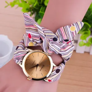 Reloj de tela geneva para mujer, de marca de lujo, de cuarzo, a la moda, novedad, venta al por mayor, 2019