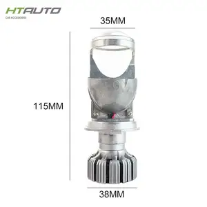 HTAUTO 8000LM מיני מקרן H4 סופר עדשת 45 W גבוה ונמוך Beam מקרן H4 עדשה