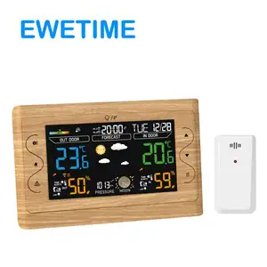 433Mhz Wireless Weather Station Clock With Color Display And Indoor/outdoor Thermometer Barometer Radio Controlled Clock