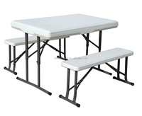 Ensemble de table et de banc de bière en plastique vert armée de 113cm