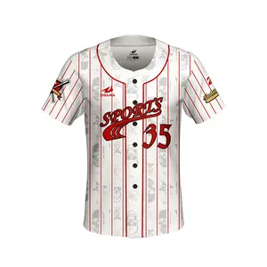 批发定制廉价按钮下来棒球球衣空白白色棒球球衣图案新时尚棒球球衣
