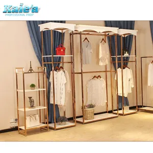 Display Rack For Clothes Commercial Garment Store Clothes Pop Clothing Rack Chrome Gold Stainless Steel Display Rack For Garment