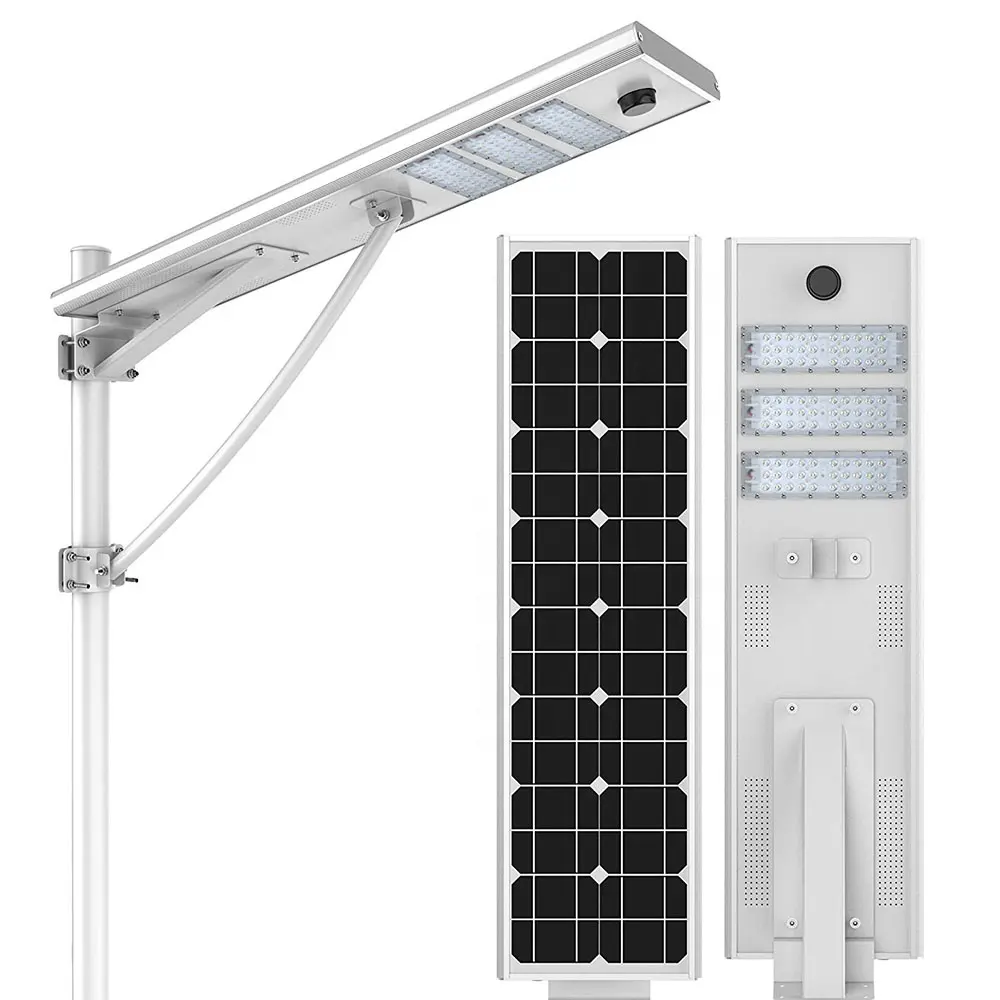 100W 150W 200W 250W 72 horas de trabajo 10 años de garantía controlador sensor de movimiento de luz LED todo en una farola solar