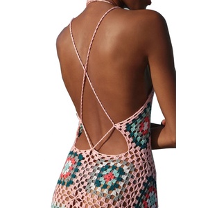 Cotone di modo Fatti A Mano Lungo Della Boemia del Pannello Esterno Sexy Della Spiaggia di Estate di Usura Donna Crochet Maxi Dress - Product Image 2