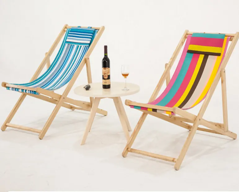 Popular style good quality outdoor leisure wood folding beach deck chair