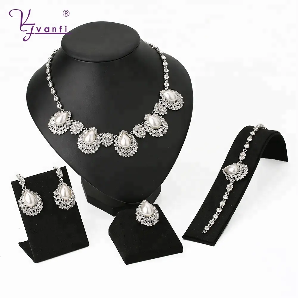 VANFI-Conjunto de joyería de boda con diamantes de imitación y perlas de gota de agua para mujer, nuevo diseño, 2021