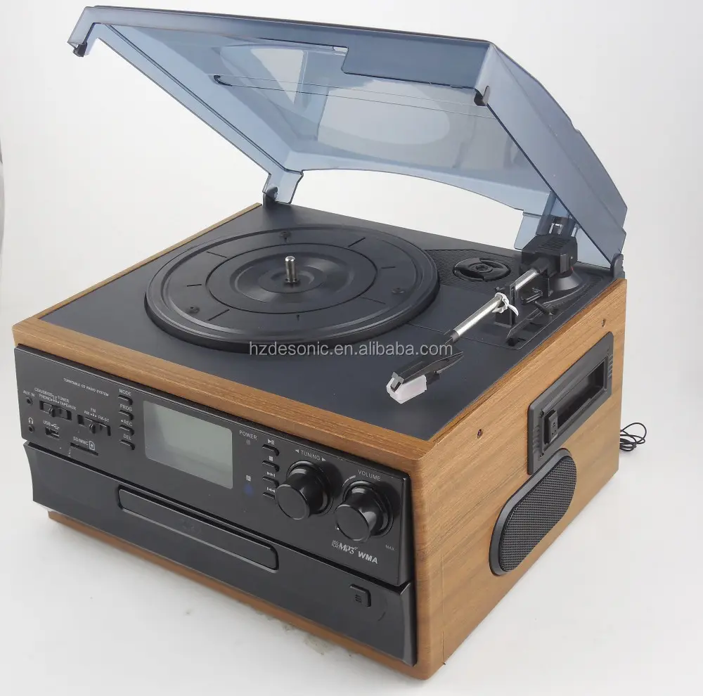 High-End-Audio-Plattenspieler im Vintage-Stil 2018 mit USB /CD/Kassetten rekorder