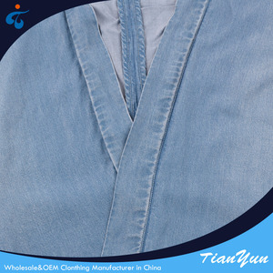 <span class=keywords><strong>Blusa</strong></span> de Estilo Japonés con Cuello Grande de Algodón Denim Personalizada para Mujer de Talla Grande - Product Image 3