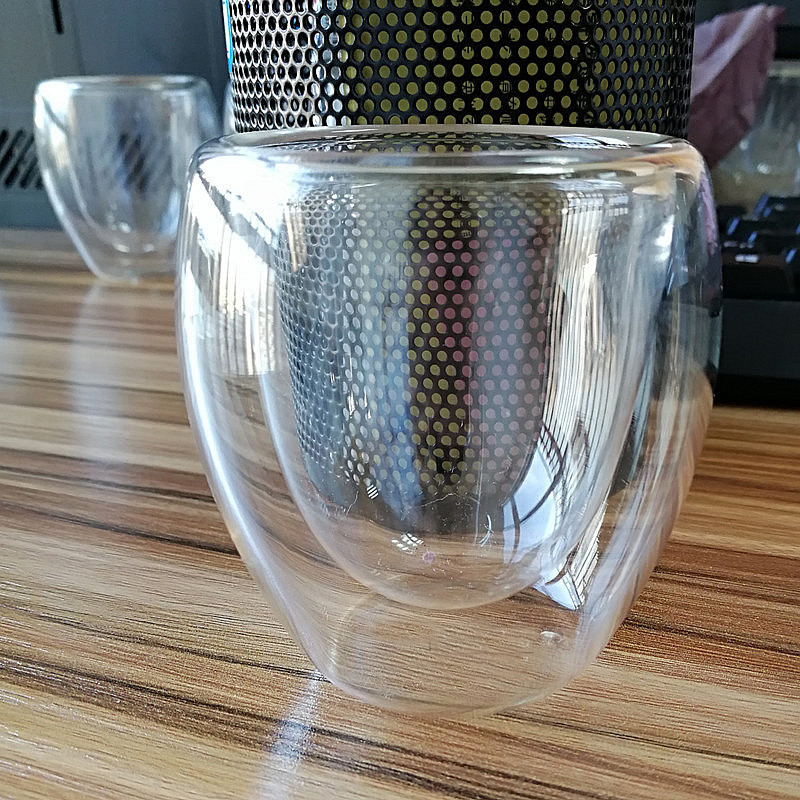 Wholesale double wall glass coffee cup stemless heat resistant double wall glass coffee cup