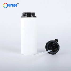 Botella de Agua de Aluminio con Tapa Negra de 600 ml, Estilo Moderno, para Sublimación, con Pajita - Product Image 4