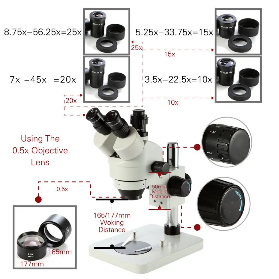 Microscópio de vídeo eletrônico hd, para reparo de celular 3.5x-90x trinocular zoom óptico