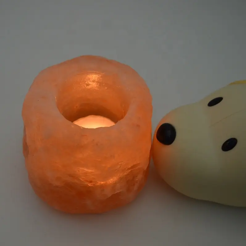 Fabrika fiyat doğal Himalayan pembe krİstal kaya tuz Tealight mumluk