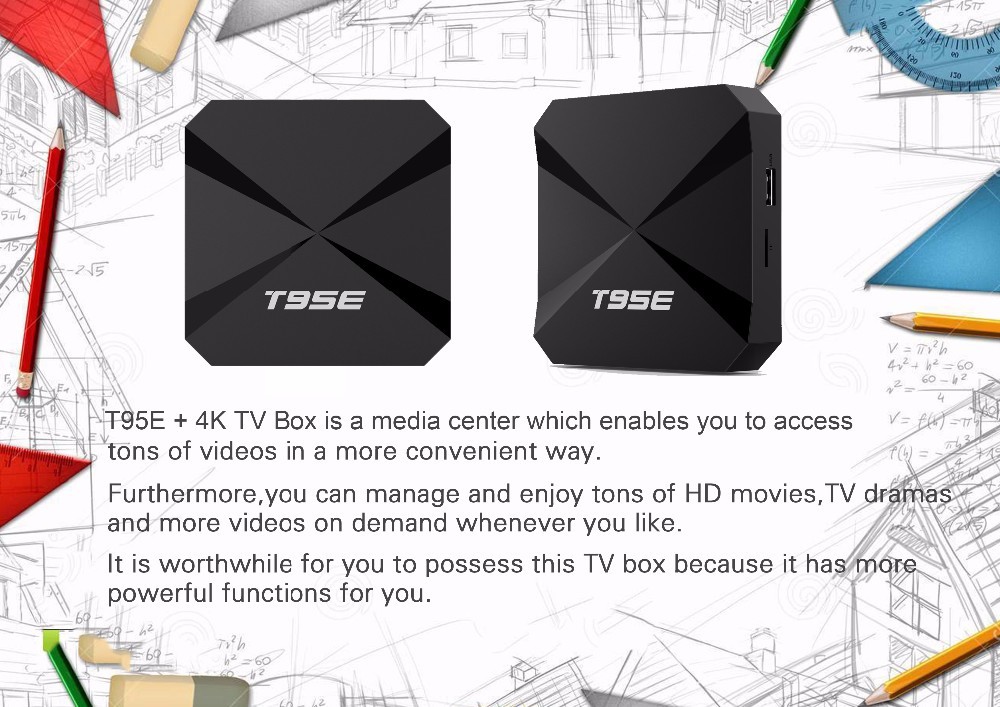 T95E Android TV Box Android 5.1 Rockchip RK3229 TV Box 1 GB/8 GB 4 K Mini Pc Vedio Wifi jugador
