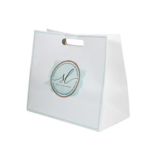 Custom Logo Print Extra Wide Base Large Packing Bakery Carry Shopping Paper Bags For Cake Box