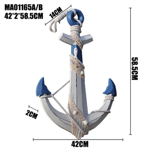 Stile mediterraneo artigianato di trasporto marittimo wall hanging ornament all'ingrosso orologio in legno a forma di gancio di ancoraggio per la decorazione - Product Image 4