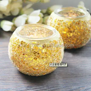 2015 Recycled mosaic glass jars for candle making glass candle jars and lids