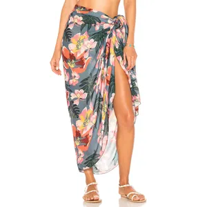 Beachwear Woman Chiffon Sublimation Print Transparent Beach Coverup