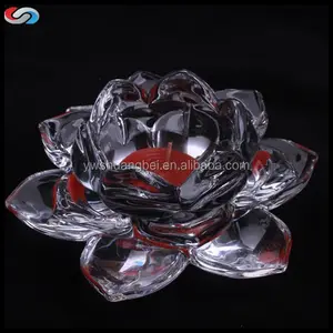 Clear Crafts Table Centerpiece Glass crystal lotus flower tealight Candle Holder Stick