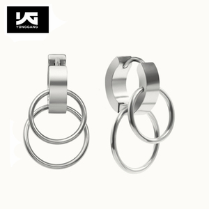 Boucles d'oreilles <span class=keywords><strong>Double</strong></span> cercles en acier inoxydable, pour femmes, accessoires de mode, idée cadeau, vente en gros - Product Image 1
