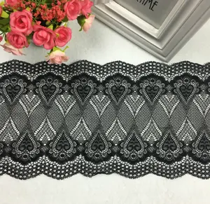 सेक्सी Jacquard लोचदार काले नायलॉन खिंचाव फीता ट्रिम