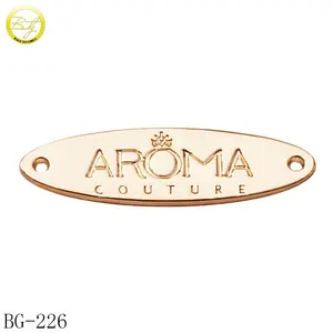 Custom hajj scarf metal label making fashion metal brand tags jeans oval badge logos for sewing