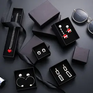 Custom Black Cardboard Packaging Paper Jewelry <strong>Box</strong> <strong>Earrings</strong> Bracelets Necklace Pendant Jewelry <strong>Gift</strong> <strong>Box</strong> with Sponge - Product Image 1