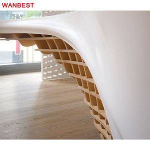 โต๊ะหินอ่อนด้านหน้าทำจากไม้โค้งสำหรับร้านอาหารสปาคลินิกแคชเชียร์ร้านอะคริลิค - Product Image 6