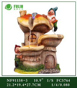 Fulin מותג tabletop שרף גנום בית פטריות עמיד למים מזרקת מים עם כדור מתגלגל אור מקורה מפל - Product Image 3