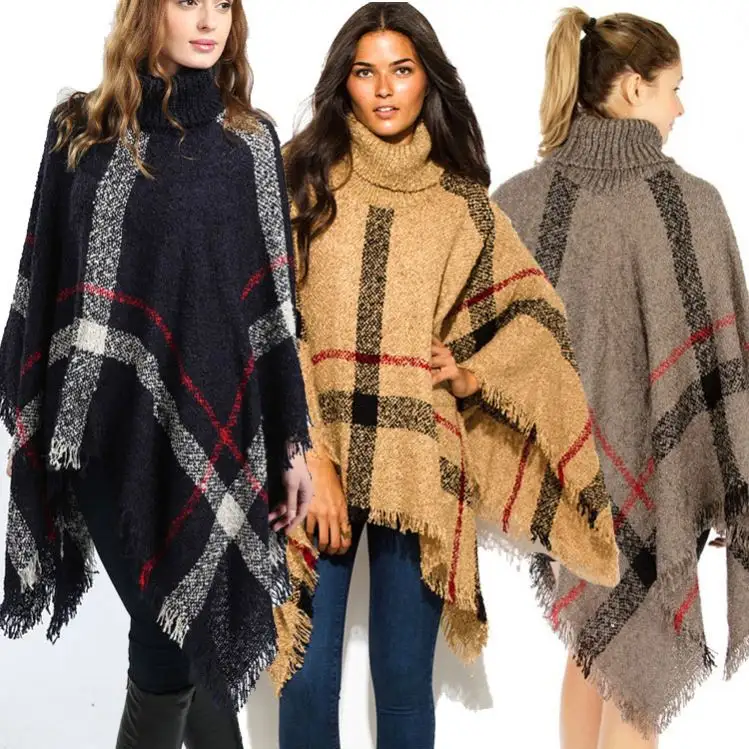 Женское пончо, теплый кашемировый зимний шарф, полосатый одеяло, накидка, шаль, Высококачественная Пашмина