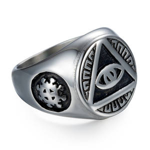Chapado en oro de alta calidad para los <span class=keywords><strong>Illuminati</strong></span> todo el-ojo de illunati pirámide/símbolo Ojo de fundición de acero inoxidable anillo - Product Image 5
