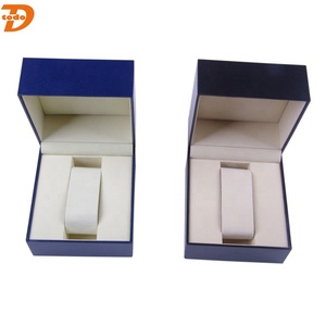 Factory Supply Custom Design Logo Luxury Clamshell Watch Packaging Box High End Leatherette Paper Blue Watch Box