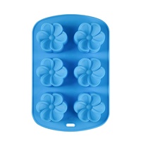 6 cavités nouveau rond bégonia fleur savon chocolat Muffin Jello gélatine silicone gâteau moule