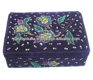 Caja de joyería decorativa, bordado a mano, Zari negro - Product Image 1