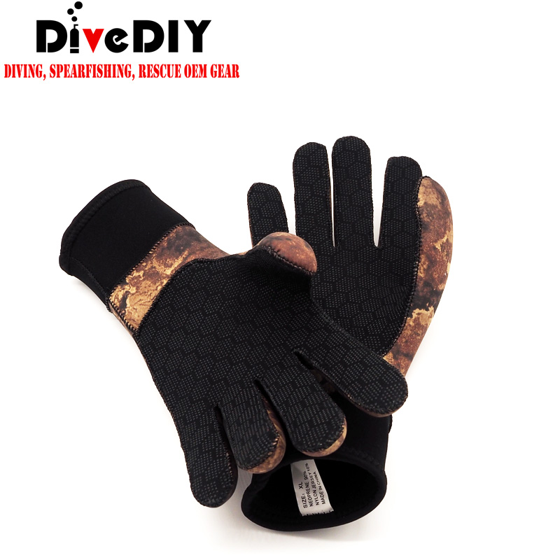 Пользовательские 3 мм/5 мм неопрена Camo Бесплатная Дайвинг подводная рыбалка перчатки, особенно подходит подводная рыбалка перчатки
