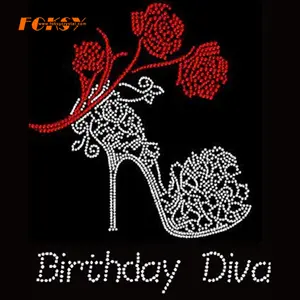 Custom Birthday Diva Theme Hot Fix Rhinestone Heat Transfer Motifs