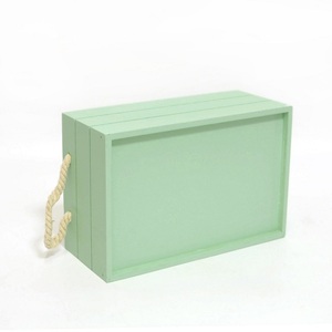 Paulownia peint petite boîte de <span class=keywords><strong>rangement</strong></span> de jouets en bois avec poignées de corde pour enfants jouet - Product Image 4