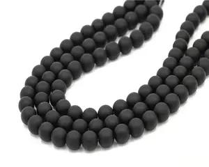 Bijoux en pierre naturelle, perles d'onyx noir mat, 4mm, 6mm, 8mm, 10mm, 12mm, perles d'onyx mat en vrac, vente en gros