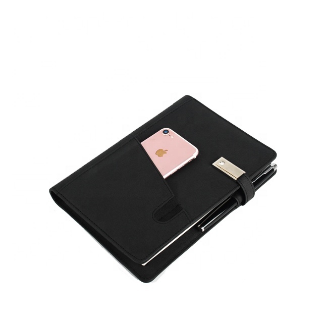 A5 PU кожаный Многофункциональный органайзер для переплетения колец Usb молочный блокнот внешний аккумулятор