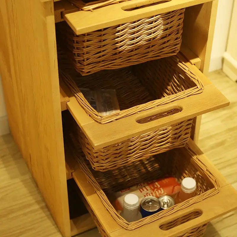 Cesta de cajón de almacenamiento de sauce al por menor para muebles de madera de cocina