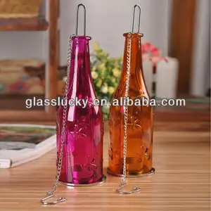 Candelabro colgante de cristal transparente, venta al por mayor, portavelas hecho en china, portavelas para botella de vino, 2016