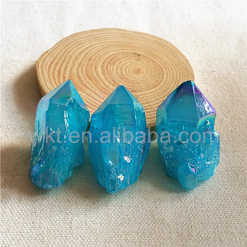 WT-G217 Wholesale Aura Crystal Quartz Gemstone 20*35mm,Healing Blue Aura Crystal Quartz Stone in Random Shape