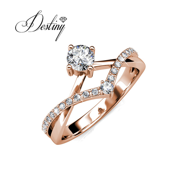 Brass with 18K Rose gold  plated Double Wishbone Ring