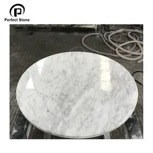 欧式白色 Bianco Carrara 大理石桌室内圆形咖啡桌
