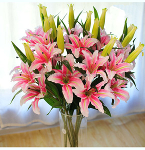 Hoa Lụa Lilium Lily Thật 3 Đầu Hoa Giả Nghĩa Ô - Product Image 3