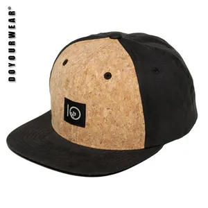 Suede Snapback Cap, Fabriek Snap Terug Hoed, Kurk Logo Patch Snapback