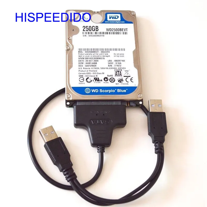 Yüksek kaliteli SATA 7 + 15 22 Pin USB 2.0 adaptör kablosu için 2.5 HDD dizüstü sabit Disk sürücüsü