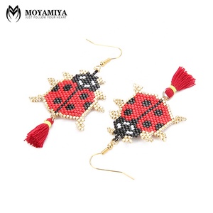 Moyamiya Diseños de moda hechos a mano Nuevo modelo Miyuki Pendientes con escarabajo Insecto Encanto <span class=keywords><strong>Miraculous</strong></span> <span class=keywords><strong>Ladybug</strong></span> Drop Style - Product Image 3