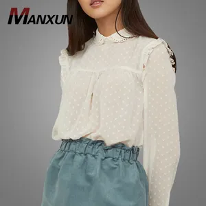 2018 Korea Fashion Wanita Ruffle Lengan Blus dan Atasan Mewah Floral Blus untuk Grosir